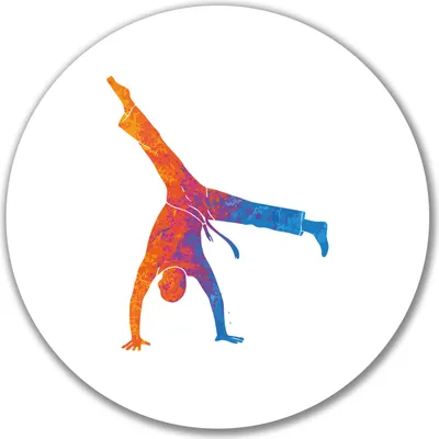 Produktbild von Huuraa Aufkleber Capoeira bunte Silhouette 10cm rund Sticker Geschenkidee