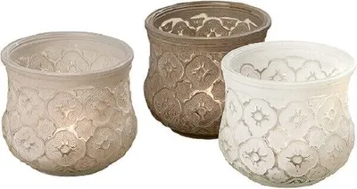 Produktbild von Vase Windlicht Tunis rund Glas einfarbig Ornament lackiert Höhe 9cm 3 er Set