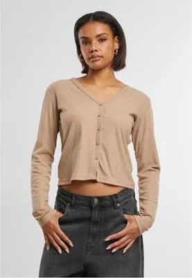 Obrázek produktu pro Dámský svetr Urban Classics Ladies Rib Cardigan beigemelange - XS