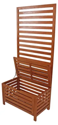 Produktbild von Jardinion Sichtschutz-Bank Truhe Eukalyptus Gartentruhe 45x 80 x 180 Braun, Sitzbank, Holzbank, Gartenbank, Sichtschutztruhe, Gartenmöbel