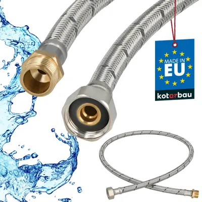 Produktbild von KOTARBAU® Flexschlauch Wasserschlauch 100cm Panzerschlauch 1/2"x3/8" Außengewinde x Innengewinde Anschlussschlauch für Armatur Schlauch Für Wasserhahn