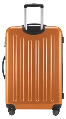 Immagine prodotto di Alex - Valigia rigida grande per bagaglio da stiva con estensione trolley a rotelle valigia da viaggio check-in XL 75 cm, 119 L, 4 ruote, lucido, arancione