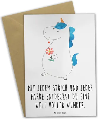 Produktbild von Mr. & Mrs. Panda Grußkarte Die Freude an der Kreativität entdecken - Weiß - Geschenk, Inspiration, weihnachtskarten, Zuversicht, mutig, Trost, Mutmacher, einladungskarten