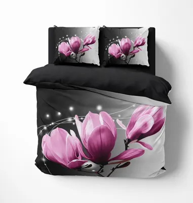 A bedding set with a floral pattern.