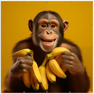 Produktbild von Wallario XXL Outdoor-Poster für Garten oder Balkon, Motiv Glücklicher Bananenfan, in ca. 200 x 200 cm