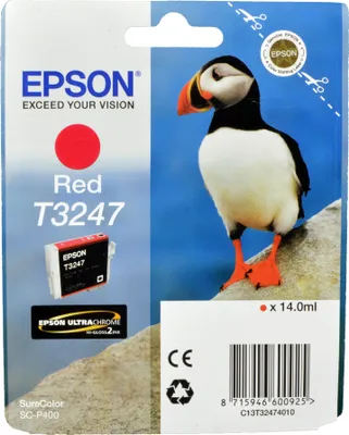 Produktbild von Epson T3247 Red, Rot, Tinte auf Pigmentbasis, 14 ml, 1 Stück(e), 980 Seiten