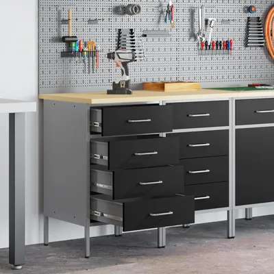 Obrázek produktu pro vidaXL Pracovní stůl se zásuvkami 2 ks Černá a šedá 100 x 55 x 85 cm
