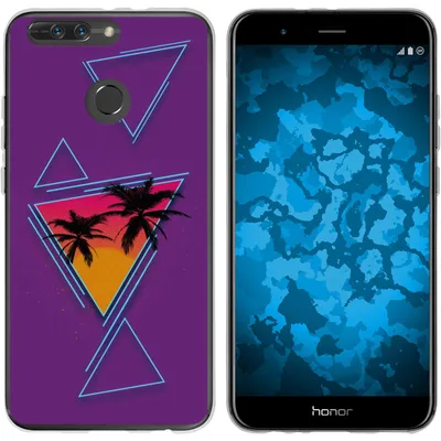 Produktbild von PhoneNatic Case kompatibel mit Huawei Honor 8 Pro Silikon-Hülle Retro Wave Palmen M3