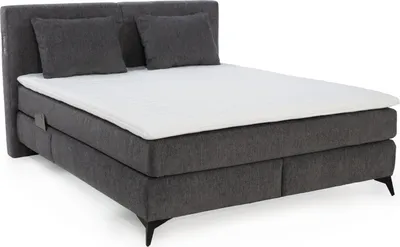 Produktbild von Boxspringbett 160x200 cm H4 Federkernmatratzen Bonell Topper in Chenille Dunkelgrau / 20043
