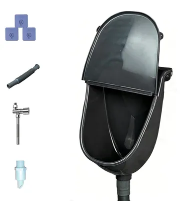 Wand-Urinal für Männer, wasserlos, mit Deckel und Ablaufschlauch, 28,5x38,5 cm