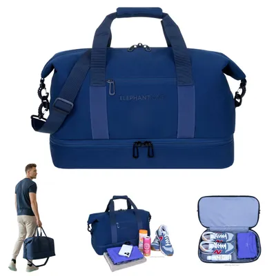 Produktbild von Sporttasche Herren Reisetasche Schuhfach Innentaschen Yoga Mattenhalter Saunatasche Tasche Handgepäck Weekender Elephant One 13115 Blau +Flasche