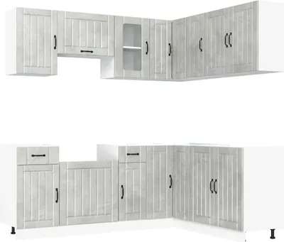 Produktbild von 11-tlg. Küchenschrank-Set Lucca Betongrau Holzwerkstoff