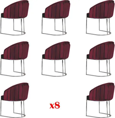 Productafbeelding van Garnitur Stühle Polster Lehn Design Holz Gruppe Ess Zimmer 8x Stuhl Set Sitz