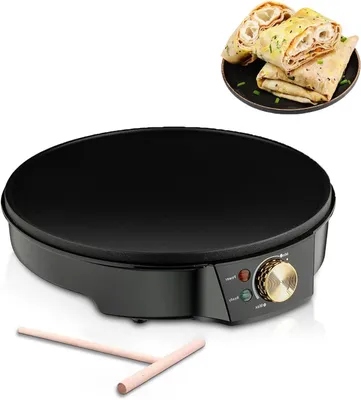 Immagine prodotto di Macchina per crêpes elettrica - Piastra per pancake - Ideale per la preparazione della colazione - Piastra reversibile - Diametro 30 cm - Colore nero