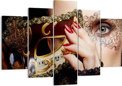 Produktbild von Bild auf Leinwand - Leinwandbild - Frau Mode Venedig Maske - 150x100cm - Wand Bild - Wanddeko - Leinwanddruck - Bilder - Kunstdruck - Wanddekoration - Leinwand bilder - Wandkunst - EA150x100-2680