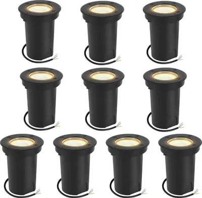 Zdjęcie produktu dla Clanmacy 10x 3W – obrotowa lampa podłogowa IP67, zewnętrzna, LED, wpuszczana, reflektor podłogowy, ciepłe białe światło – czarna obudowa