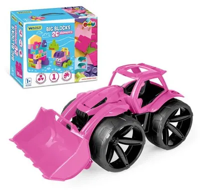Zdjęcie produktu dla Maximus spychacz różowy + Big Blocks klocki 26 el.