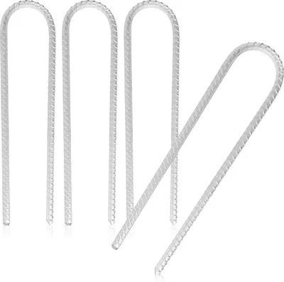 Productafbeelding van COM-FOUR® 4x XL grondankers van massief staal, U-vormig, 30 cm, Ø 1 cm – verzinkte grondankers voor tent, paviljoen, springkussen, trampoline, ook bruikbaar als wapeningsstaaf voor de grond, stabiel en roestvrij