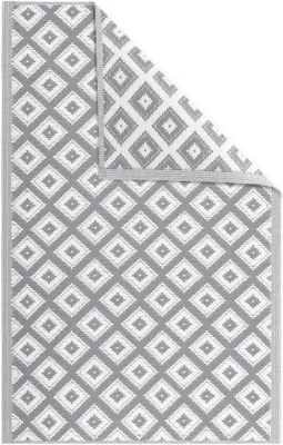 Productafbeelding van Famanu buitentapijt, 120 x 180 cm - Grijs met ruitpatroon