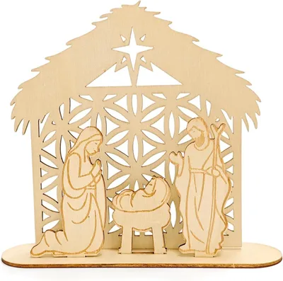 Imagen del producto de Kit para montar un belén navideño, con una placa de madera pre-cortada y figuras, montaje sencillo, ideal para Navidad
