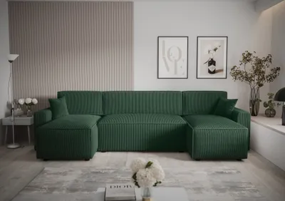 Produktbild von Ecksofa Alvito U BIS, Farbe: Grün, Material: Kord, B: 330 cm, H: 85 cm