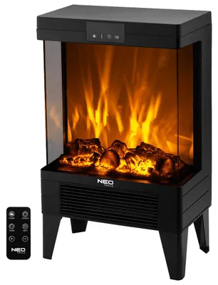 Image de NEO TOOLS : Poêle électrique 2000W, avec effet de flamme, télécommande et minuterie