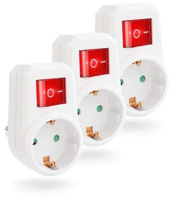 Obrázek produktu pro 3x Adaptér zásuvky s vypínačem - Zásuvka s jističem