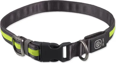 Obrázek produktu pro Obojek Dog Fantasy USB LED nylonový svítící S-M zelený 1,9x35-50cm