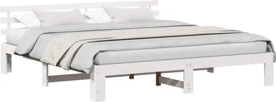 Obrázek produktu pro Rám postele s čelo Bílá 200 x 200 cm Masivní borové dřevo