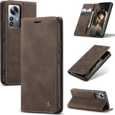 Image de Xiaomi 12 Pro Case, RetroPolyuréthaneLeather Case with Stand Function for Xiaomi 12 Pro Coffee
