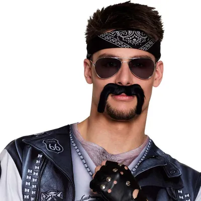 Produktbild von Schnurrbart "Biker" zum Kostüm | Schwarz