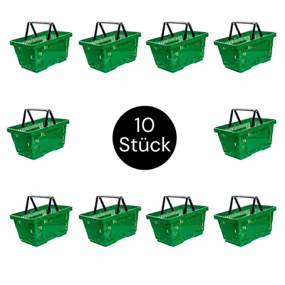 Productafbeelding van Plastic boodschappenmand voor boodschappen, 22x30x43 cm, set van 10 stuks, groen