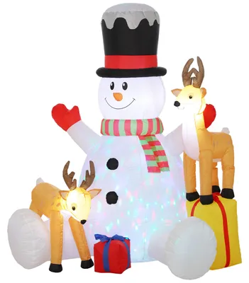 Produktbild von Outsunny Aufblasbarer Weihnachts-Schneemann mit 2 Rentieren, 215 cm