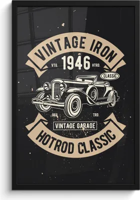 Produktbild von MuchoWow® MuchoWow® Gerahmtes Poster Mancave - Auto - Schwarz - Vintage 40x60 cm - Poster mit zchwarzem Bilderrahmen - Papierdruck - Wandbilder