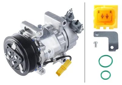 Image de Compresseur de climatisation 12 V, Ø 119 mm – Expertise thermique HELLA pour, entre autres, la PEUGEOT 307