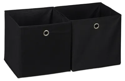 Immagine prodotto di Set di 2 contenitori Relaxdays, quadrati, per scaffali, contenitori in tessuto a forma di cubo 30x30x30 cm, neri