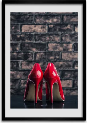 Produktbild von Bild - Bilderrahmen - Foto - 70 cm x 100 cm - MDF - Rahmen - Wandkunst - Rote High Heels