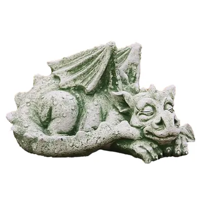 Produktbild von Steinfigur Drache liegend, aus Steinguss Neu Frostfest Witterungsbeständig, Tierfigur Gartenfigur zur Dekoration PO-427