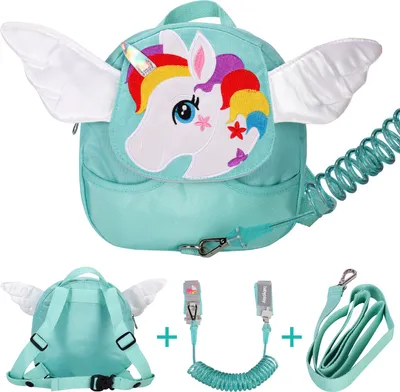 Obrázek produktu pro Dětský postroj Školní taška Dítě Anti-Lost Batoh pro děti Anti-Lost Outdoor，Unicorn Wing Light Green