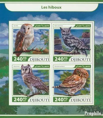 Produktbild von Briefmarken Dschibuti 2017 Mi 1702-1705 Kleinbogen (kompl. Ausg.) postfrisch Eulen