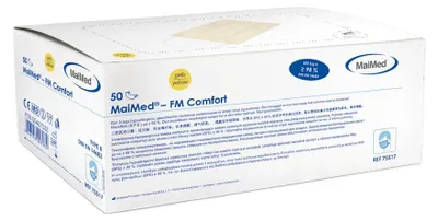 Produktbild von MaiMed-FM Comfort - mit Gummiband OP-Maske, unsteril, 3-lagig, gelb, 50 St./Box | Box (50 Stück)