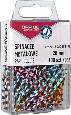 Zdjęcie produktu dla Spinacze 28mm Office Prod. powlekane Zebra 100szt.