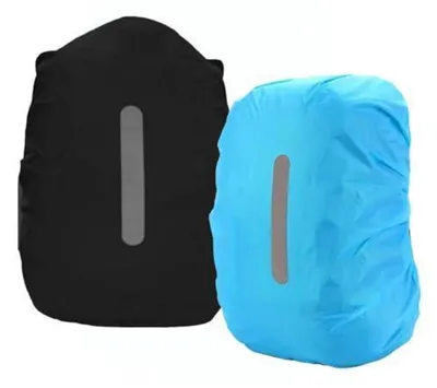 Productafbeelding van Regenhoes voor rugzak met reflecterende elementen, 15-100 liter, waterdicht, set van 2 stuks, zwart + blauw