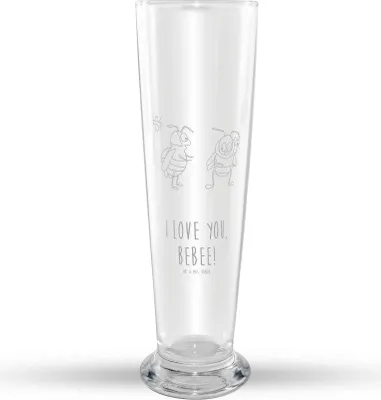 Produktbild von Mr. & Mrs. Panda Bierglas Bienen Paar - Transparent - Geschenk, Weißbierglas, Mr Mrs Weizenglas, Schildkröten, Weizen Glas, Freundin, Bier, Mitbringsel, Hochzeitstag, für