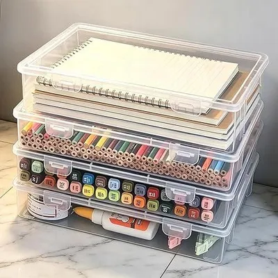 Zdjęcie produktu dla Pudełka przechowywania plastikowe przezroczyste z pokrywką 23X17CM 6 szt