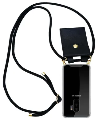 Immagine prodotto di Cadorabo custodia per Samsung Galaxy S9 PLUS custodia protettiva in nero telefono cellulare catena in silicone cavo staccabile custodia