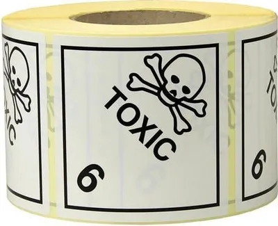 Produktbild von Etiketten Maße 100x100mm Papier weiß Aufdruck Toxic TRANSPAK