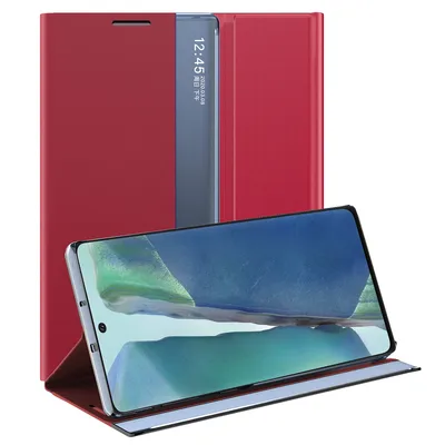 Obrázek produktu pro Galaxy Note 20 Pouzdro, Slim Flip Kožené Pouzdro s Okénkem a Stojánkem pro Samsung Galaxy Note 20 červené