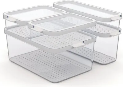Produktbild von Rotho Cauma Set Koelkastorganizer 4.65L + 2L + 1.15L + 2x 1.2L Transparant