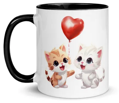 Mok mit Kätzchen und Herzballon, 325 ml, Keramik